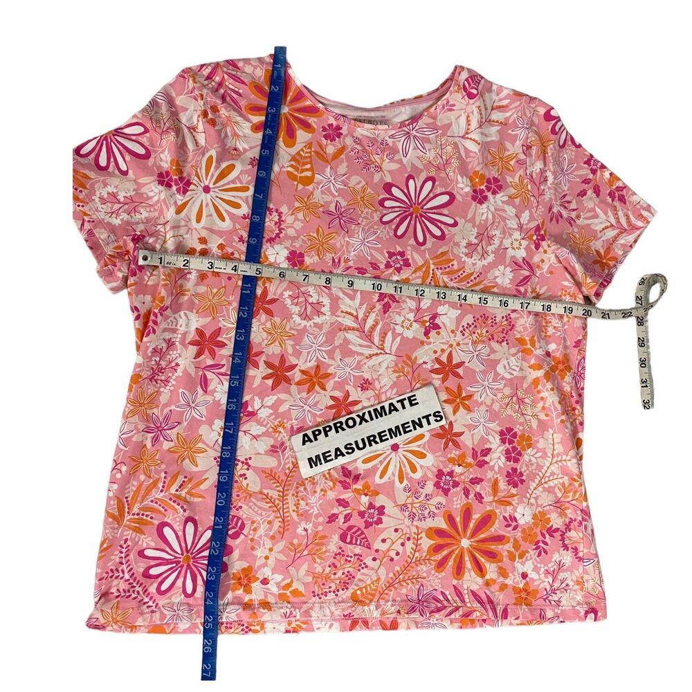 Talbots Top Womens XL Tee Floral Shirt Pink Orange Work Office Coastal Cottage - Picture 5 of 12